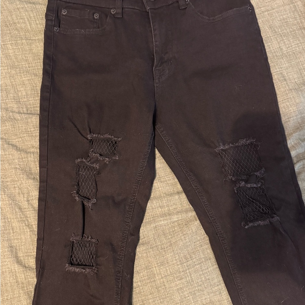 Hot Topic Black Ripped Skinny Pants